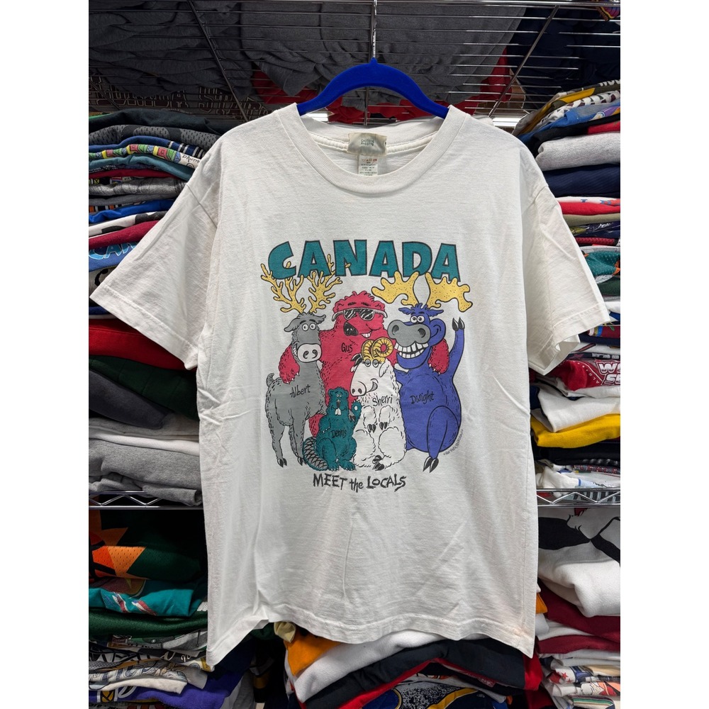 Vintage Northern Reflections Canada Meet The Locals T-Shirt Mens Small White 90s